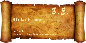 Birta Elemér névjegykártya